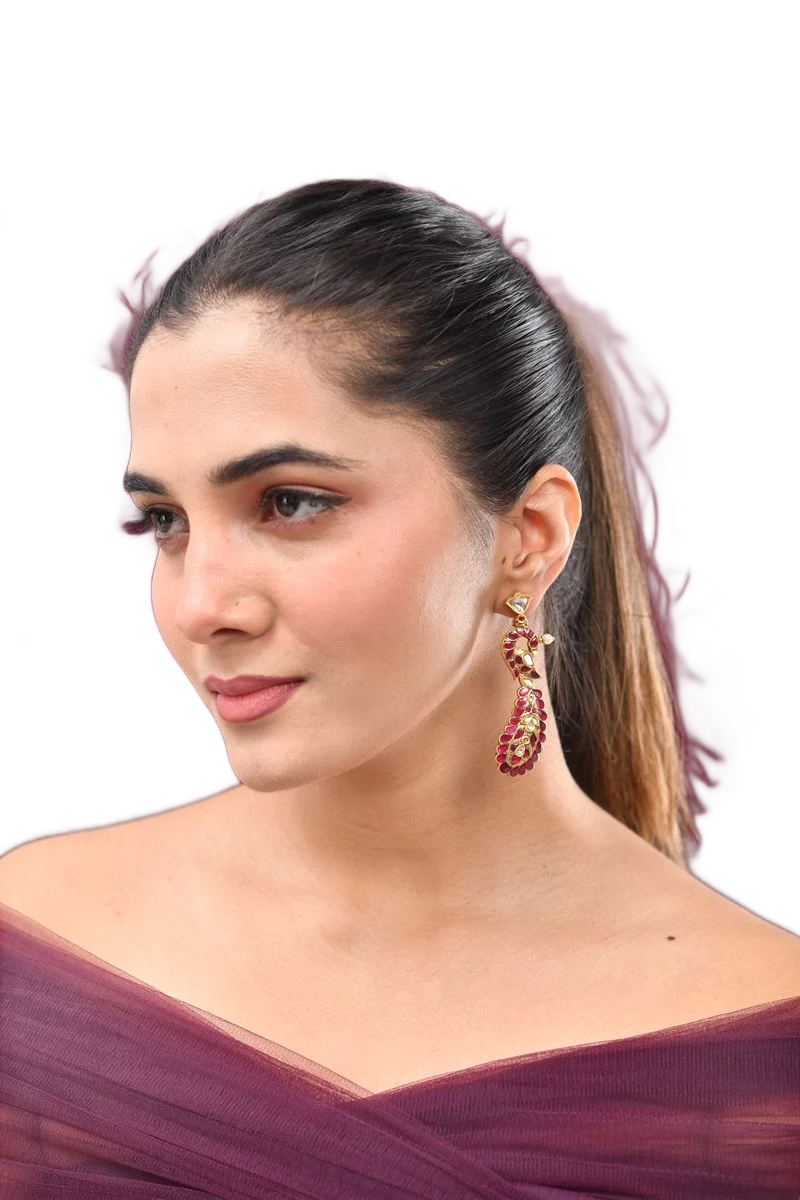 Ruby and polki drop earrings
